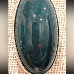 Antique Bloodstone in Sterling with Antique 925 Chain Necklace N247